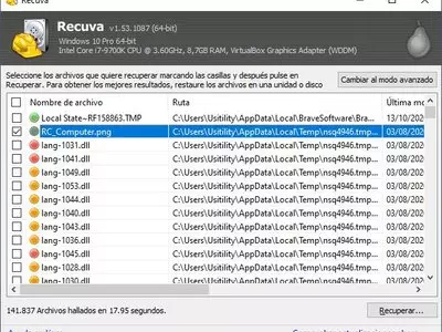 Recuva screenshot